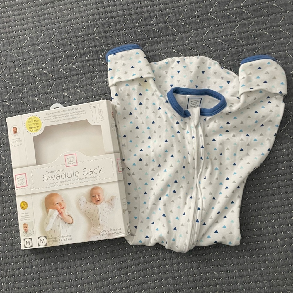 Swaddle Designs White and Blue Swaddle Sack